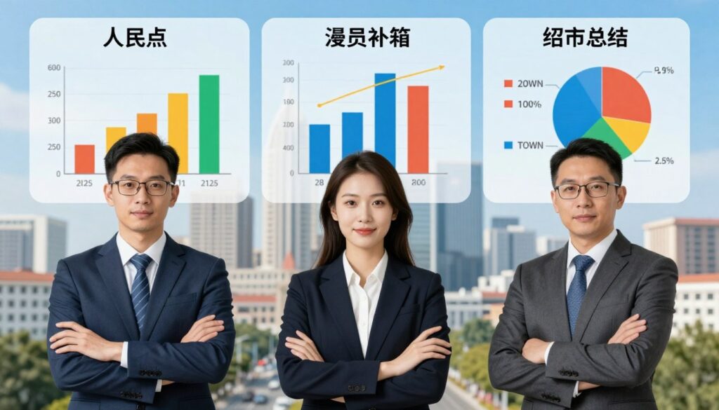 A professional comparison of salaries among a mayor, a town leader, and a city president, illustrated in a split-screen format. In the foreground, three figures: a male mayor, a female town leader, and a male city president, all dressed in formal business attire, standing confidently. The middle section shows bar graphs and pie charts depicting salary statistics in an engaging, colorful style. The background features a cityscape with buildings representing local government, under a clear blue sky. The lighting is bright and inviting, with a slight soft focus to create a professional atmosphere. The overall mood is informative and analytical, emphasizing the differences in their salaries.