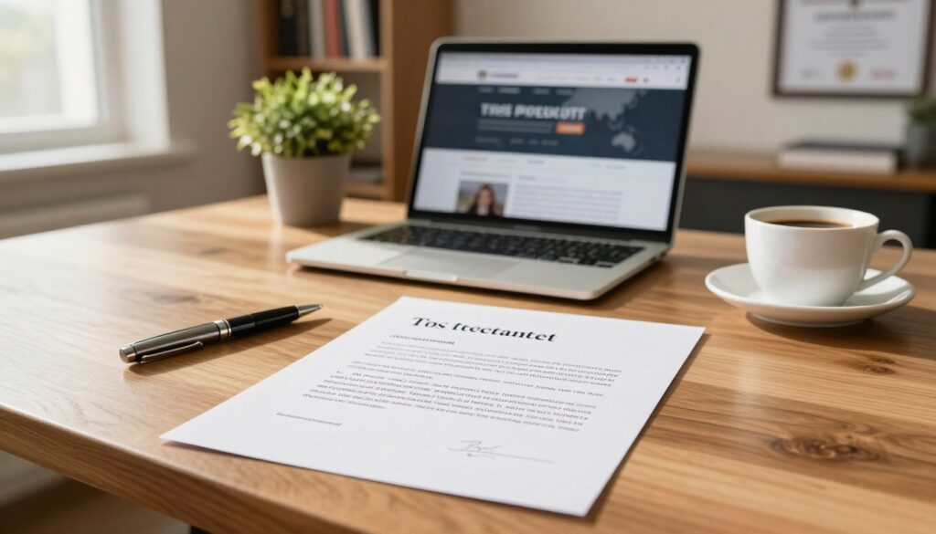 A professional scene depicting a neatly arranged motivational letter on a polished wooden desk. In the foreground, focus on the letter itself with elegant handwriting and minimalistic design, accompanied by a stylish pen and a cup of coffee. The middle ground features a laptop open to a job search website, and a potted plant adding a touch of greenery to the environment. The background includes soft-focus bookshelves filled with career-related books and a framed certificate on the wall. Warm, natural light streams in from a nearby window, casting a soft glow across the scene, creating an inspiring and focused atmosphere. The overall mood conveys professionalism and readiness for the job application process. A professional scene depicting a neatly arranged motivational letter on a polished wooden desk. In the foreground, focus on the letter itself with elegant handwriting and minimalistic design, accompanied by a stylish pen and a cup of coffee. The middle ground features a laptop open to a job search website, and a potted plant adding a touch of greenery to the environment. The background includes soft-focus bookshelves filled with career-related books and a framed certificate on the wall. Warm, natural light streams in from a nearby window, casting a soft glow across the scene, creating an inspiring and focused atmosphere. The overall mood conveys professionalism and readiness for the job application process.